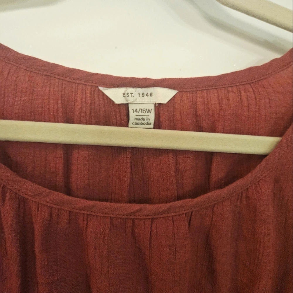 Rust Ruffle Tiered Tunic Top - Picture 4 of 5